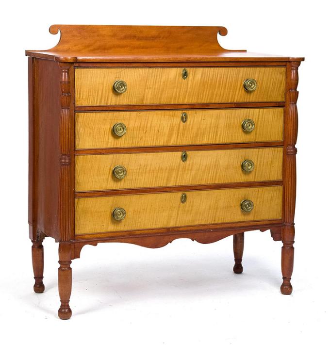 Sheraton Tiger Maple Chest of Drawers