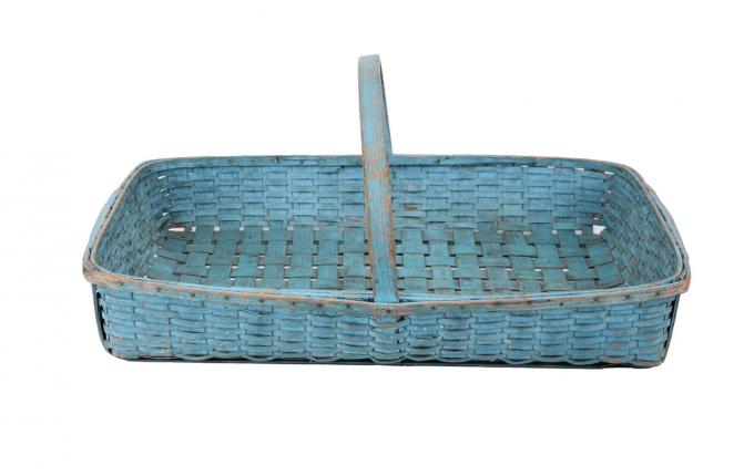 Blue Wicker Flower Basket